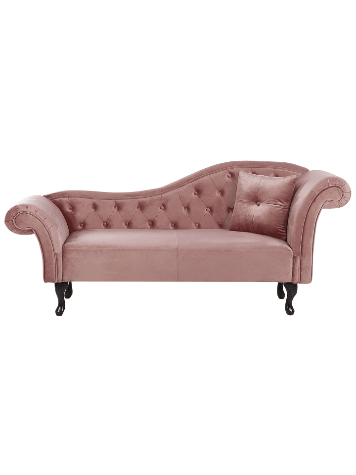 2-tlg Chaiselongue LATTES in Rosa rechtsseitig