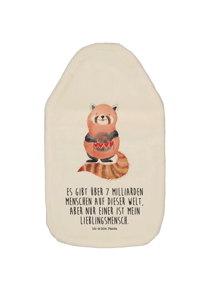 Wärmflasche Roter Panda mit Spruch in Weiß