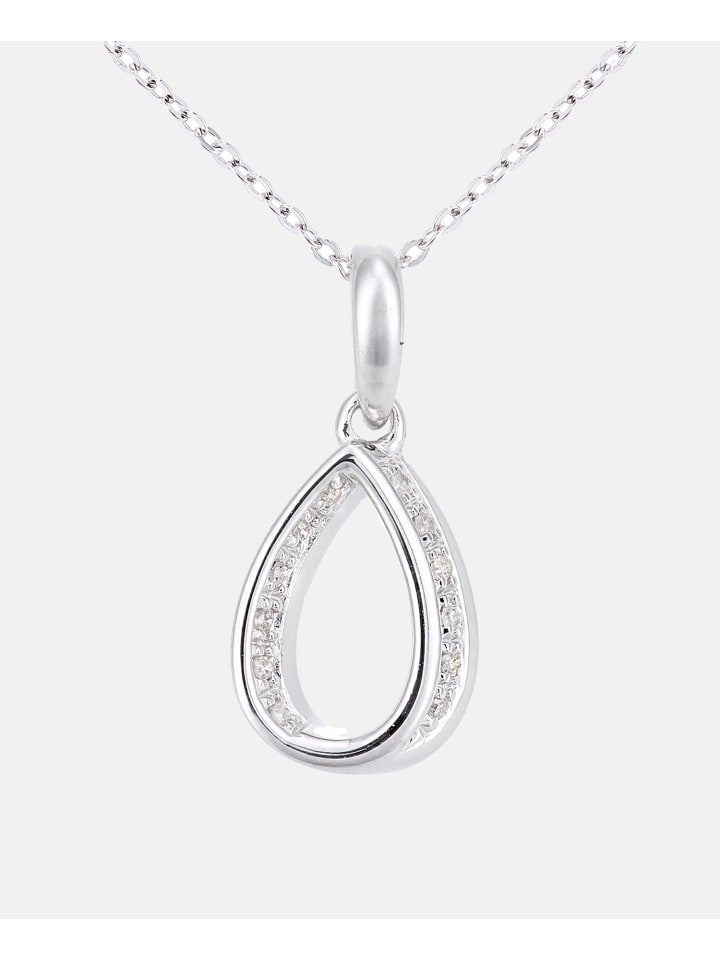 Halskette mit Anhänger aus 375 Weißgold mit Diamant