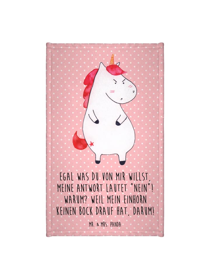 Handtuch Einhorn Wut mit Spruch in Rot Pastell