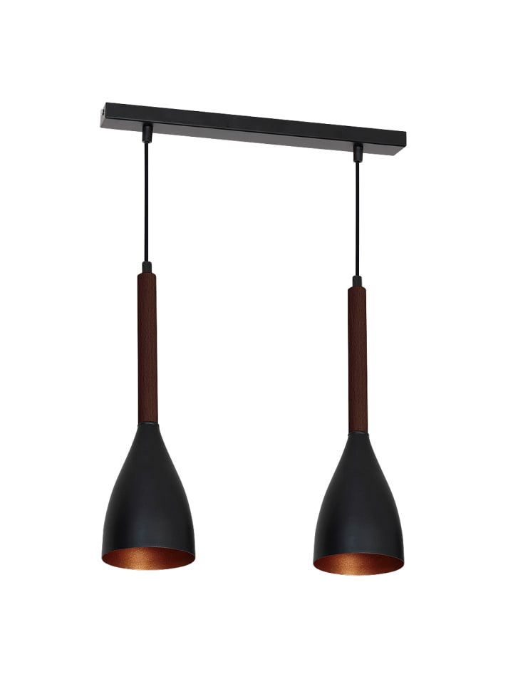 Pendelleuchte (B)11 x (L)36 x (T)88 cm in Schwarz Gold dunkles Holz