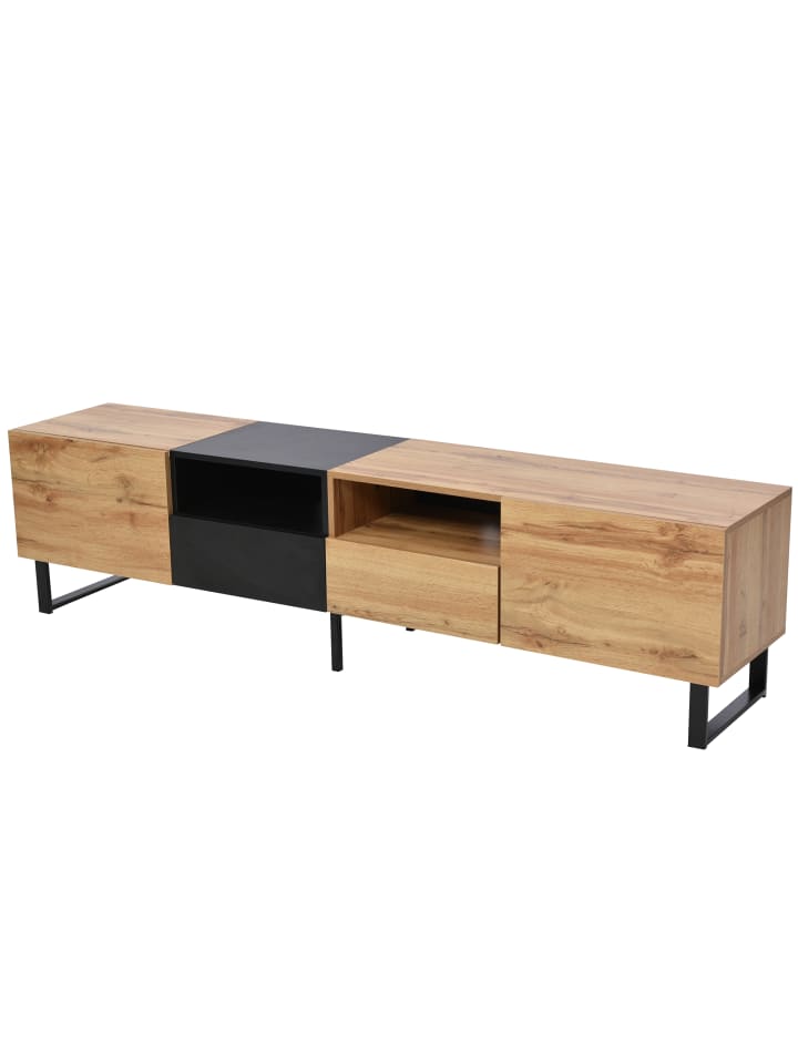 TV-Schrank in Schwarz mit Holzoptik und Stauraum