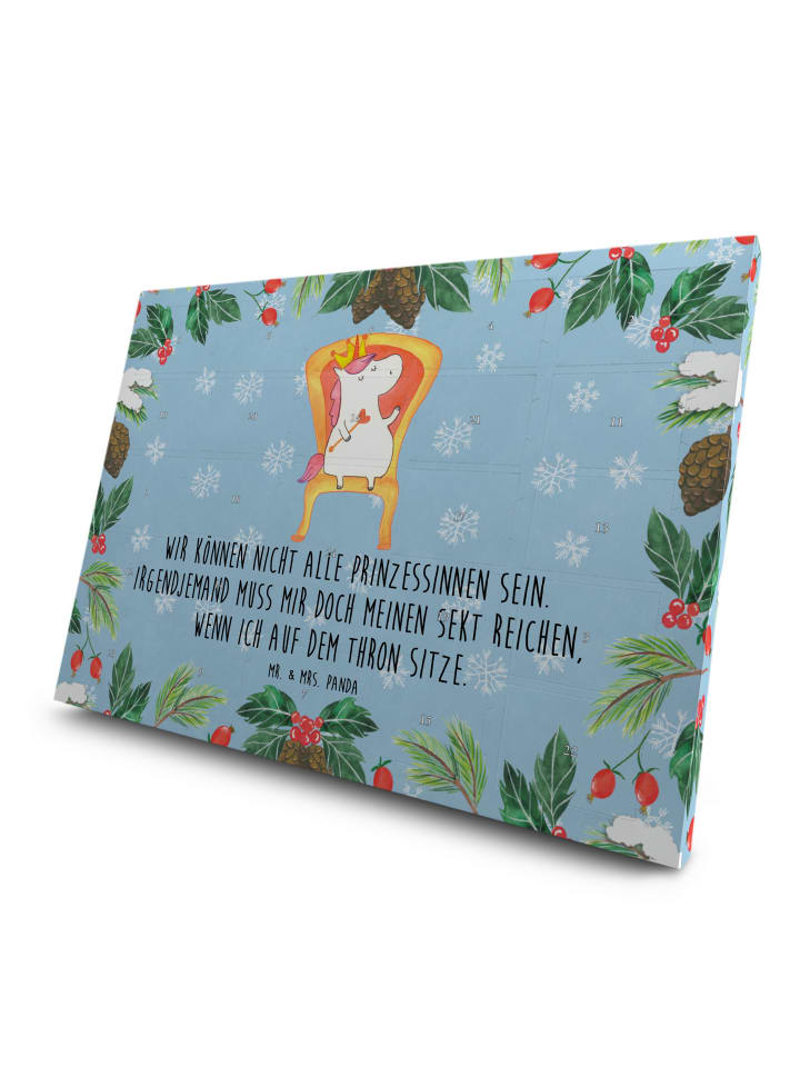 Adventskalender Einhorn Prinzessin mit Spruch in Eisblau
