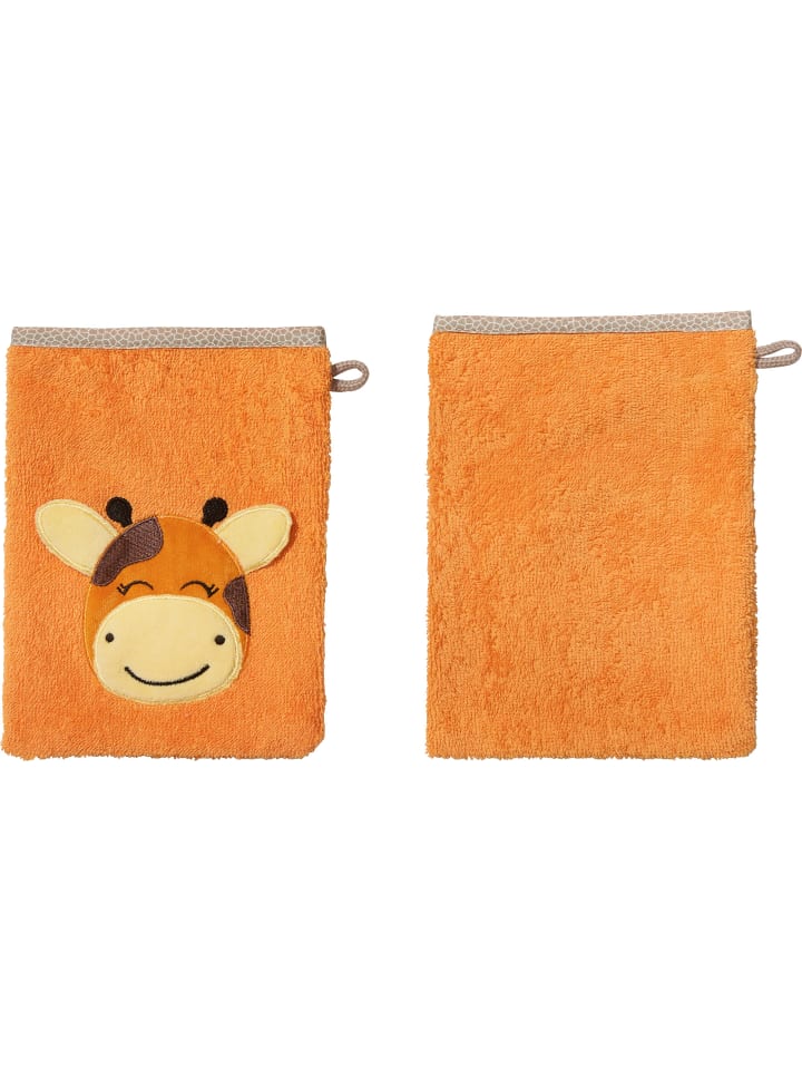 Frottier Kinder-Waschhandschuh 2er-Pack in orange