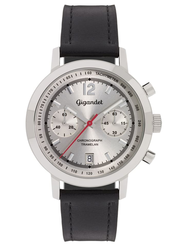 Quarzuhr Chronograph "TRAMELAN" in Schwarz/Silber