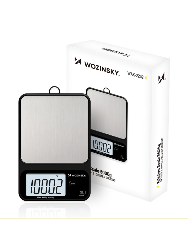 Wozinsky WAK-2252 Küchenwaage 5 kg / 0,1 g mit LCD – Schwarz/Silber