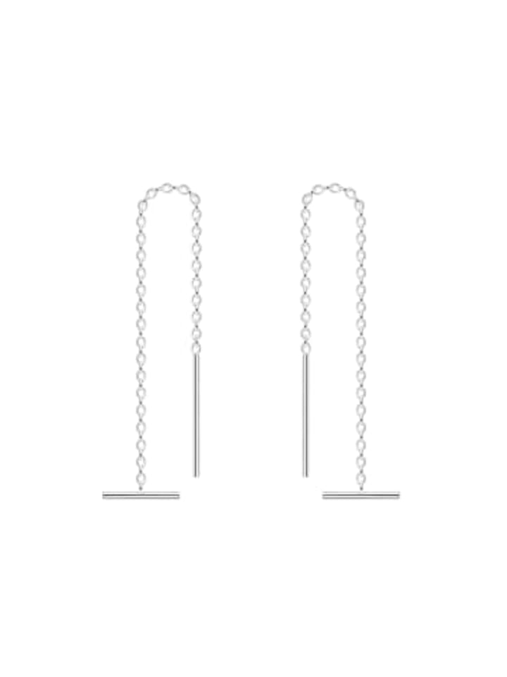 Ohrhänger Kette mit STAB in 925 Sterling Silber, 2-tlg. in silber