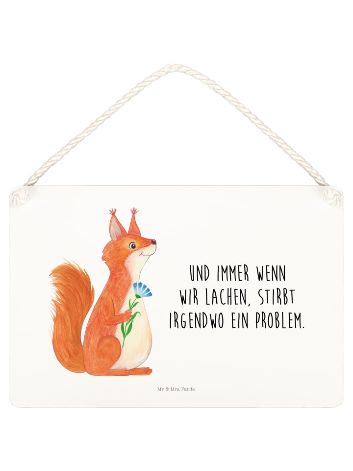 Schild Eichhörnchen Blume mit Spruch in Transparent