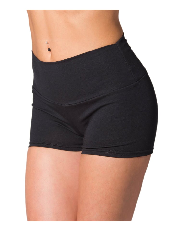 Alkato Damen Sport Shorts mit Hohem Bund in schwarz Modell 3