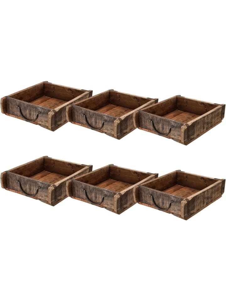 Novaliv 6X Holzkiste Vintage 30 x 25 x 8 cm Alte Ziegelform Holz Groß in Braun