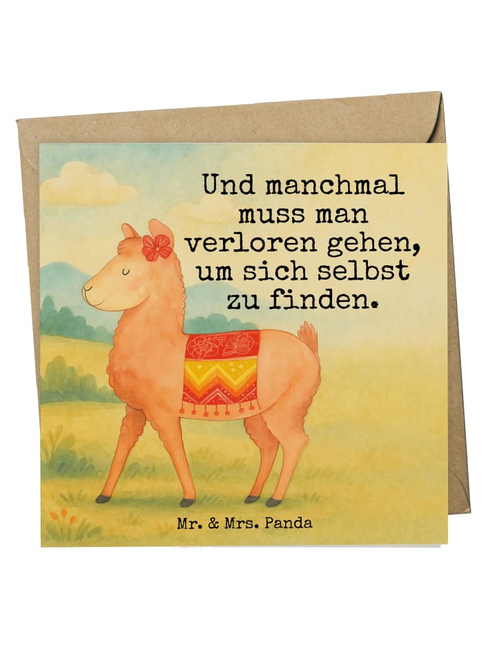 Klappkarte Alpaka Stolz Design mit Spruch in Weiß