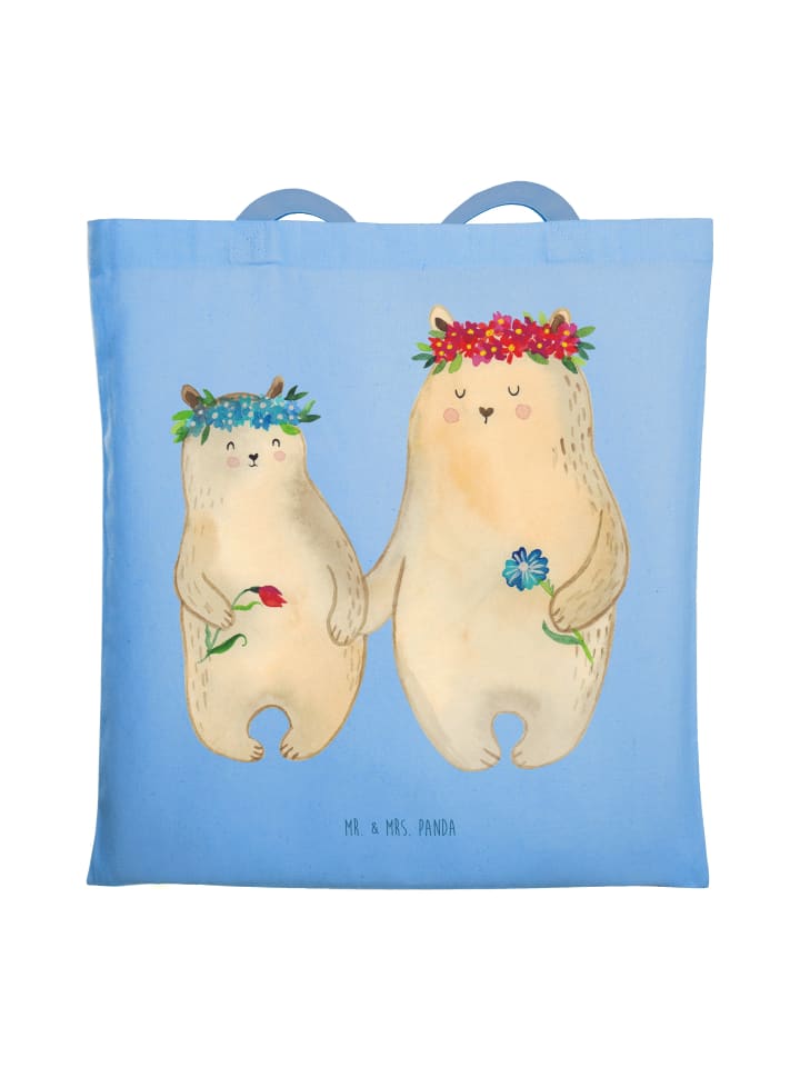 Tasche Bären mit Blumenkranz ohne Spruch in Sky Blue