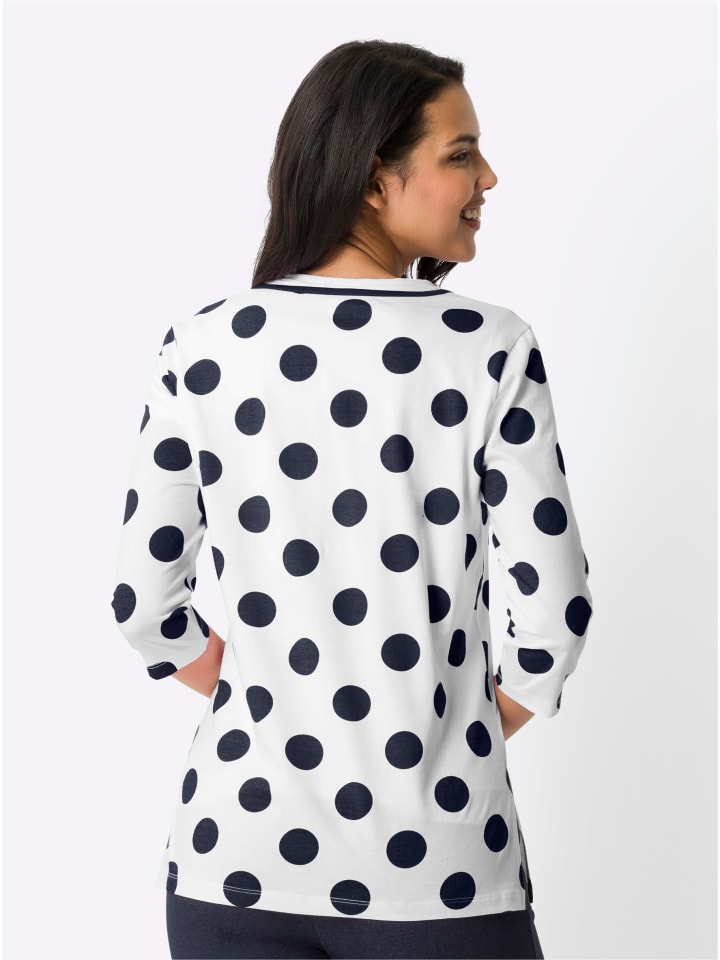 Longshirt in ecru-marine-bedruckt