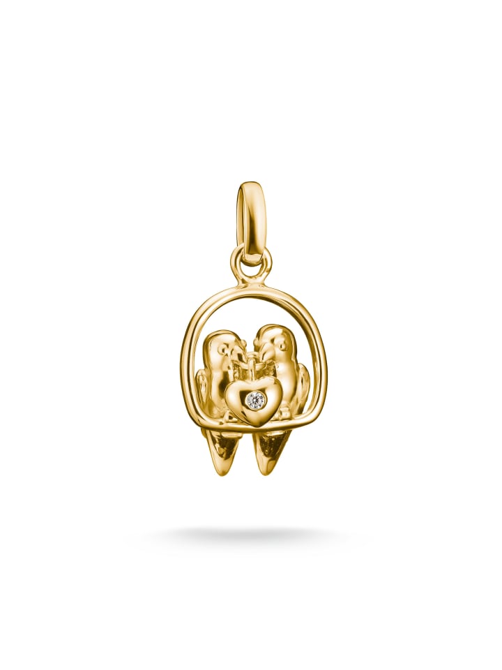 Charm-Anhänger Lovebirds Connect in gold, weiß