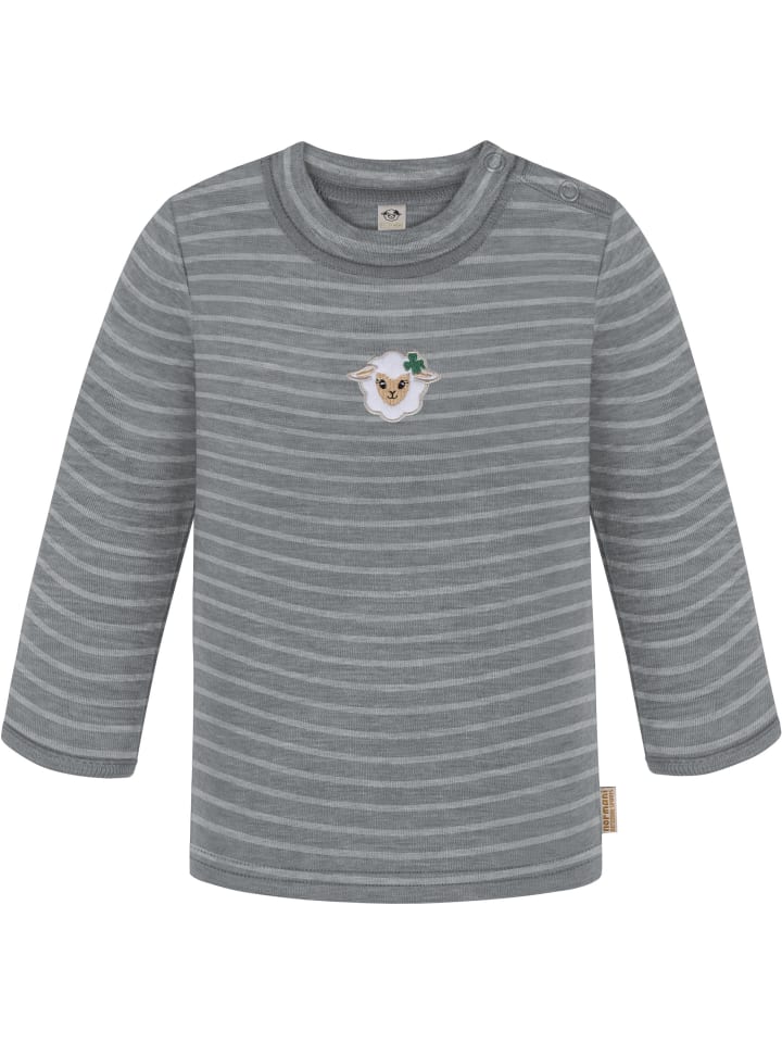 Baby Merino Longsleeve Taupo in Grau gestreift