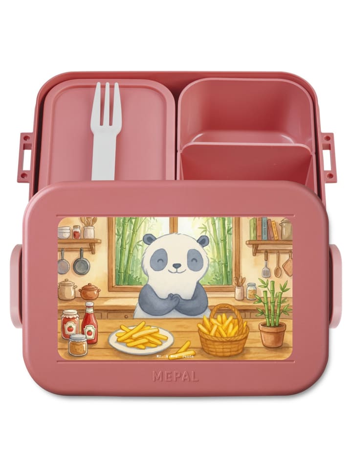 Bentobox Panda Pommes Gebet Design ohne Spruch in Rot Pastell