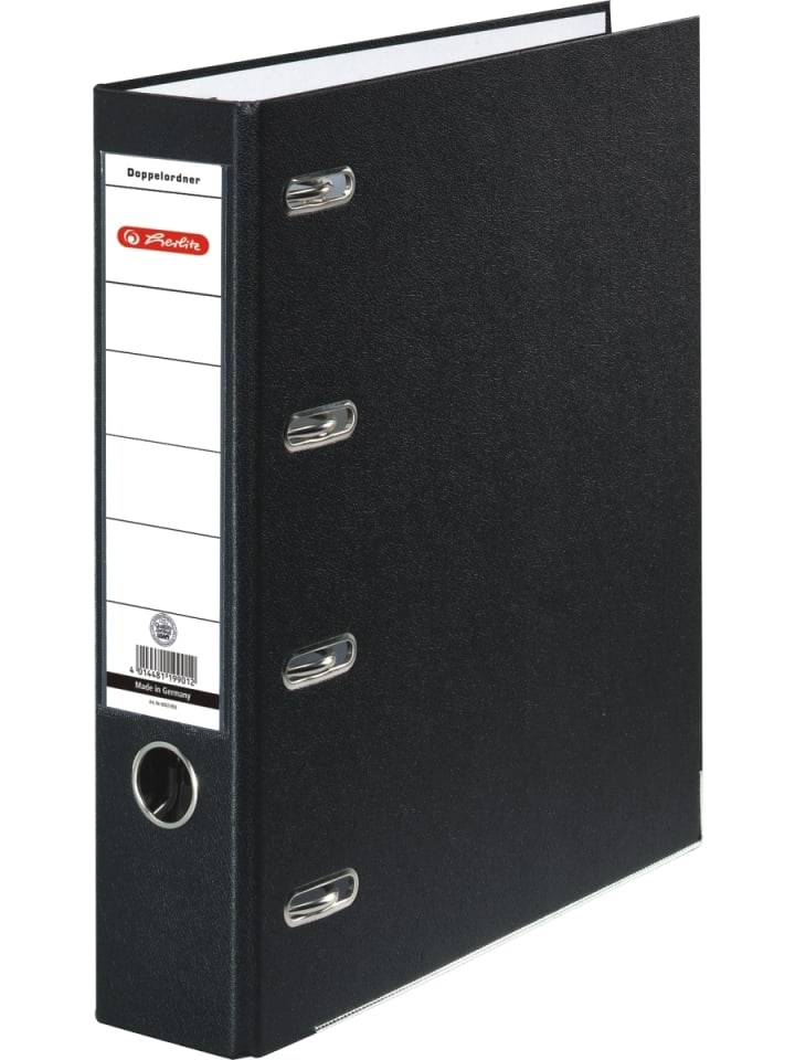 Doppelordner A4 maX.file protect für 2xA5 quer 70mm Rücken PP schwarz
