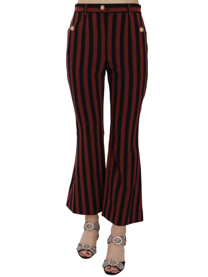 Schwarz Amarant Streifen Cropped ausgestellt Hose