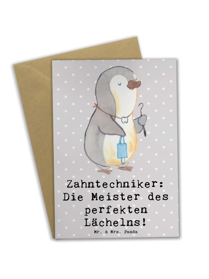 Klappkarte Zahntechniker Lächeln mit Spruch in Grau Pastell