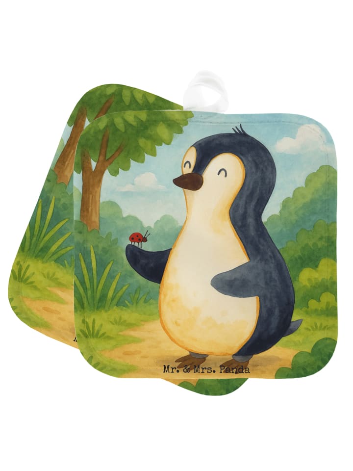 Topflappen Pinguin Marienkäfer Design ohne Spruch in Weiß