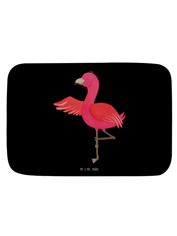 Badteppich Flamingo Yoga ohne Spruch in Schwarz