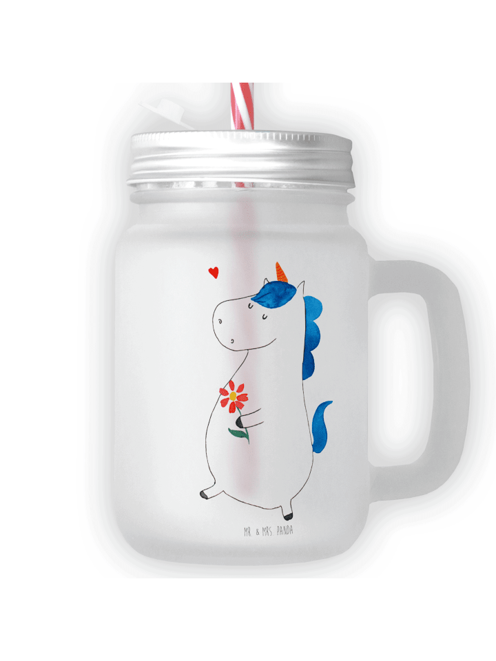 Blümchentailglas Einhorn Spaziergang ohne Spruch in Transparent