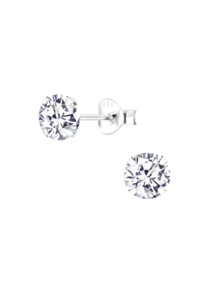 Ohrringe, Ohrstecker ZIRKONIA 6 mm in 925 Sterling Silber, 2-tlg.
