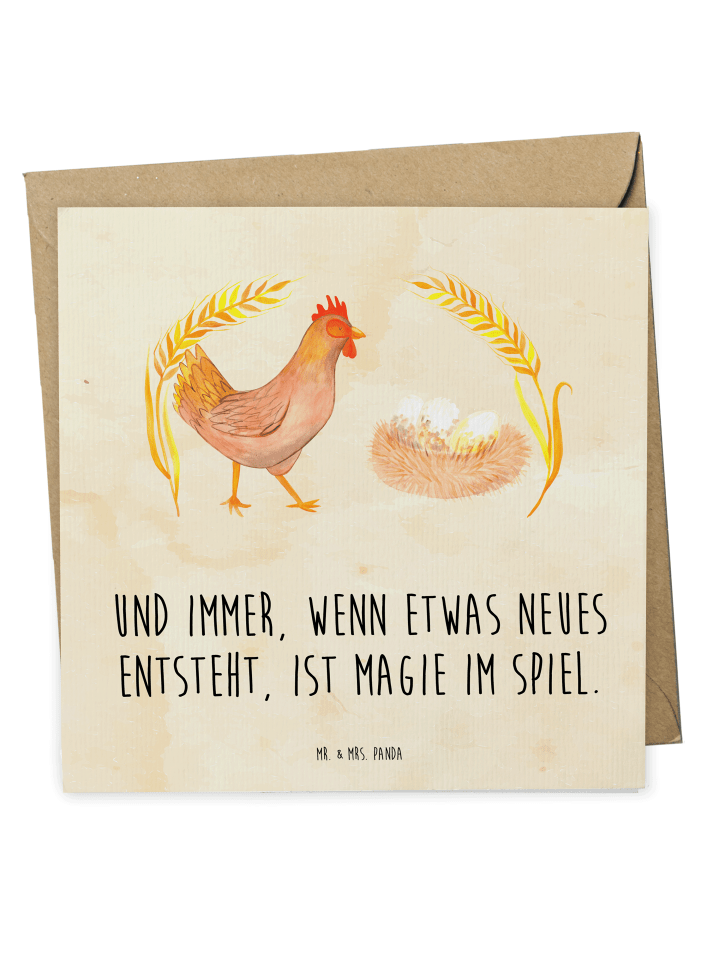 Grußkarte Huhn Stolz mit Spruch in Vintage