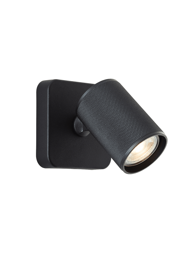 Marty LED-Wandspot – Sand-Schwarz, GU10, schwenkbar, dimmbar, Warmweiß