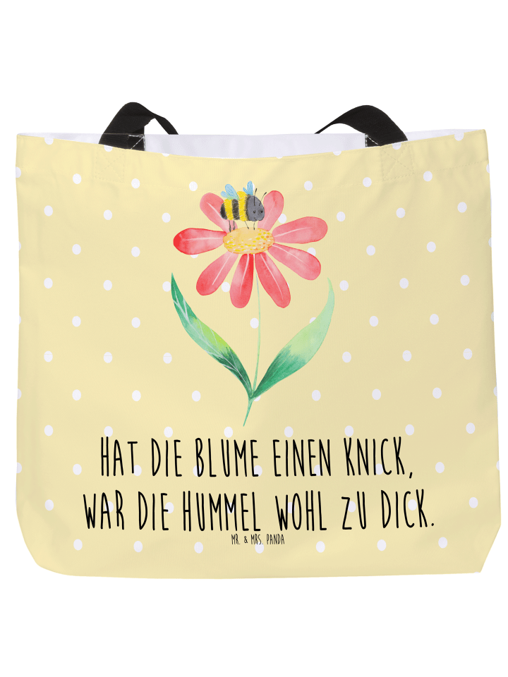 Shopper Hummel Blume mit Spruch in Gelb Pastell