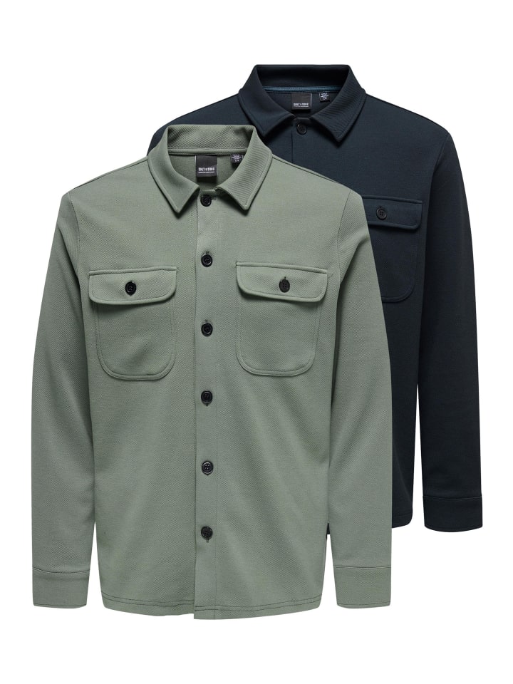 Hemdjacke / Overshirt Newkodyl in Hellgrün / dunkelblau