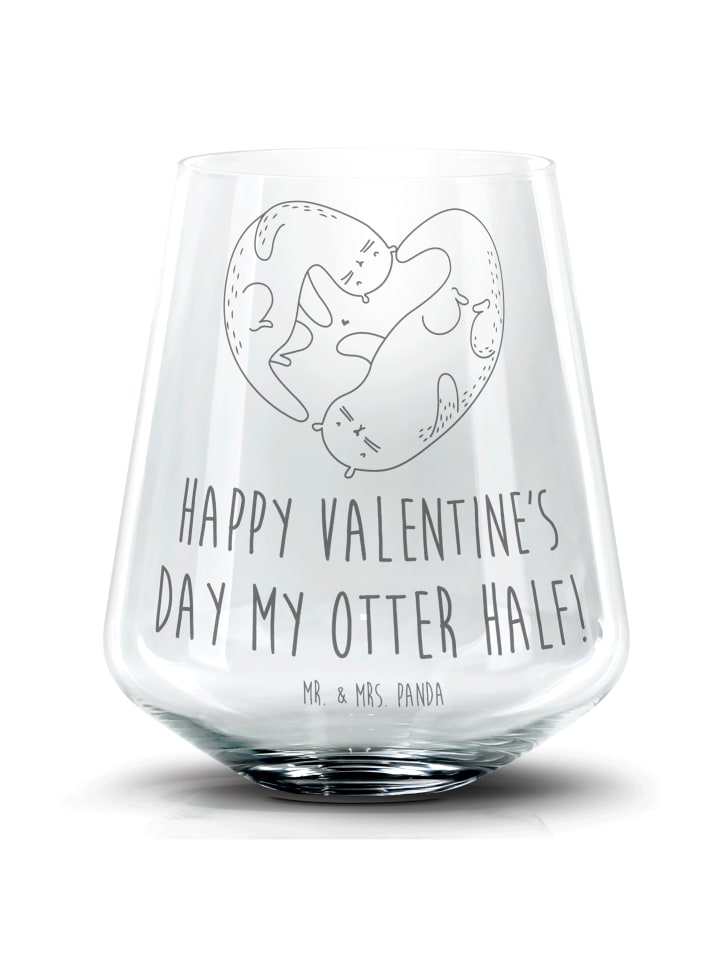 Blümchentailglas Otter Valentine mit Spruch in Transparent