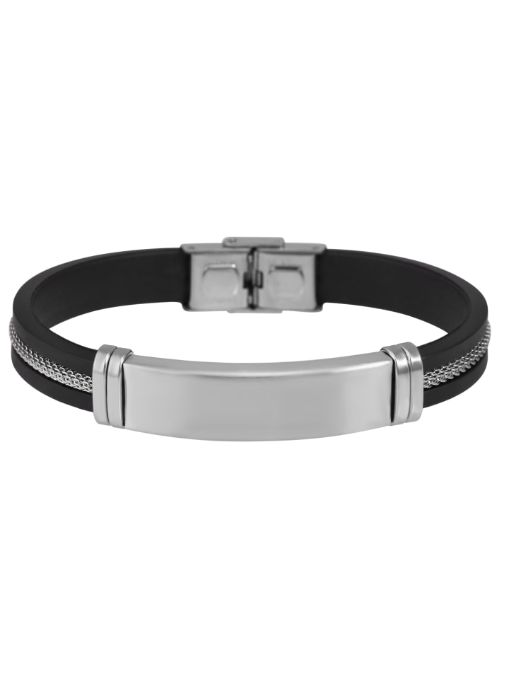 Damen Armband – Silikonarmband aus Edelstahl 21 cm in schwarz