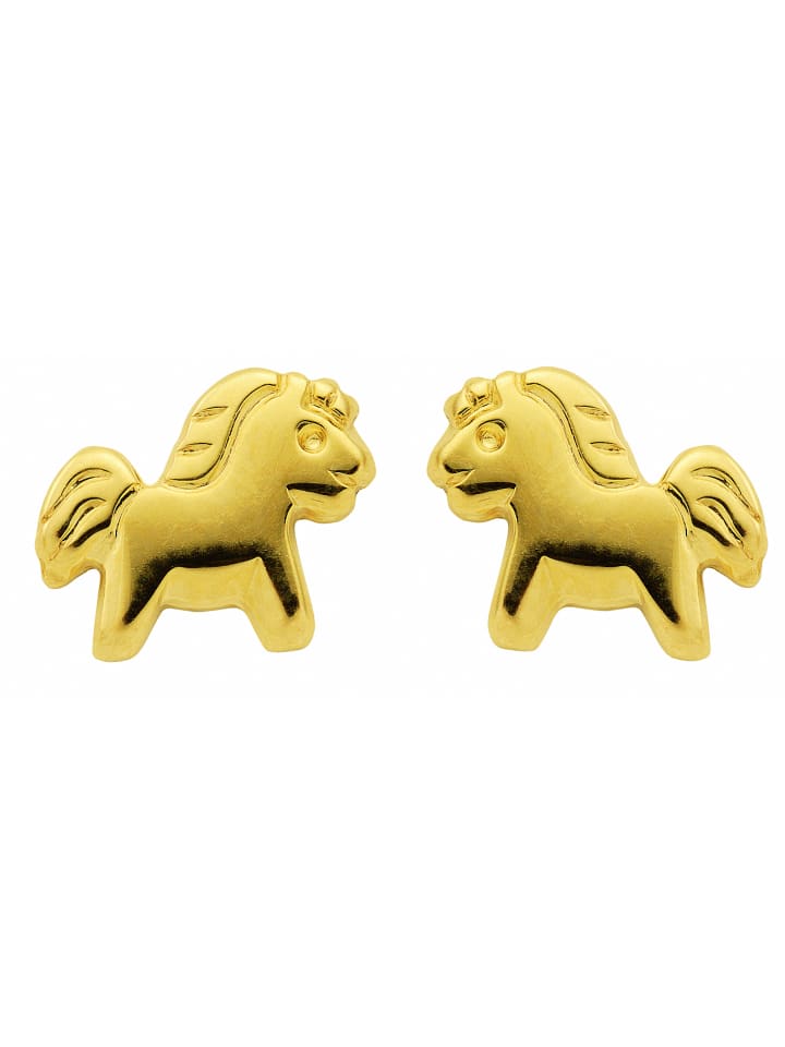 Damen 333 Gold Ohrringe / Ohrstecker Pferd in gold