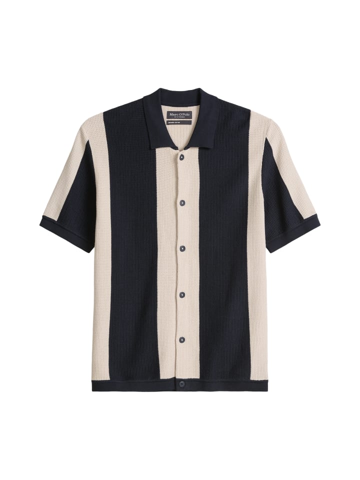 MOP Club '67 Knitted Shirt, Striped in Dark Navy