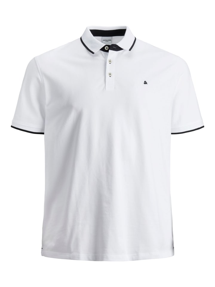 + Fit Polo Shirt JJEPAULOS Sommer Hemd Pique in Weiß