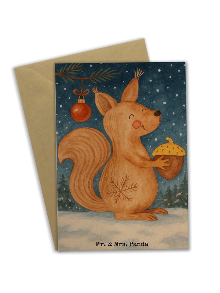 Glückwunschkarte Eichhörnchen Weihnachten Desig... in Weiß