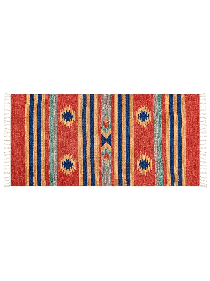 Kelim HATIS in Bunt/Blau/Rot - (W) 80 x (L) 150 cm