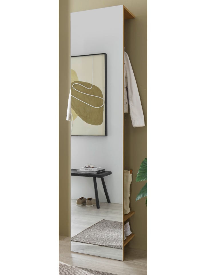 Garderobe Evoke Eiche 50 x 200 cm, Kompaktgarderobe mit Spiegel