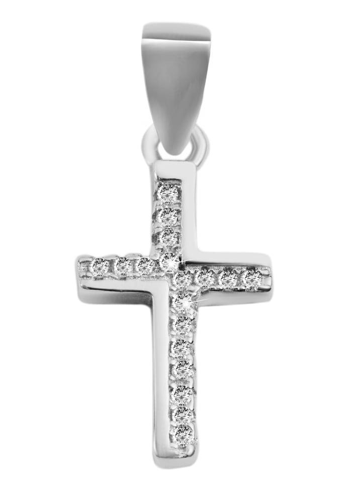 Damen Anhänger Kreuz aus 925 Silber mit Zirkonia in silber