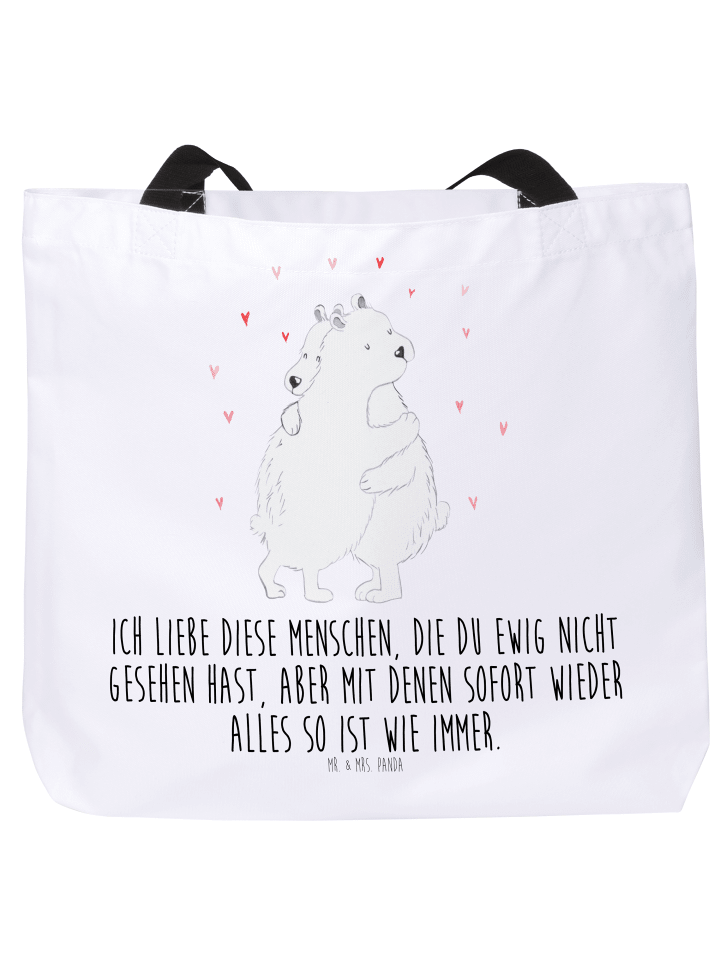 Shopper Eisbär Umarmen mit Spruch in Weiß