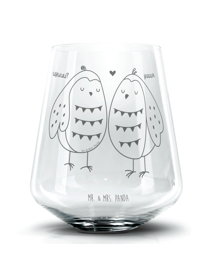Tumbler Glas Eulen Liebe ohne Spruch in Transparent