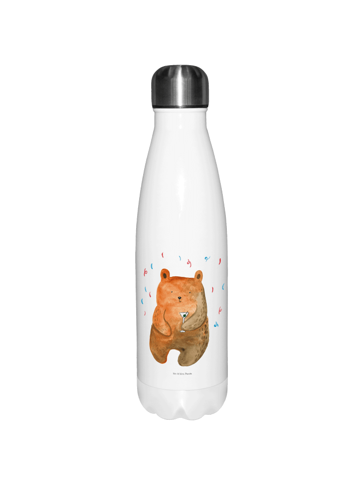 Wasserflasche Bär Party ohne Spruch in Weiß