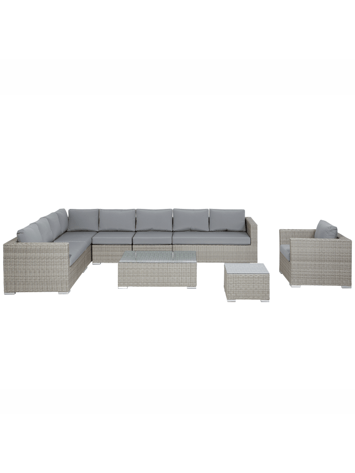8-tlg Lounge Set XXL in Grau rechtsseitig