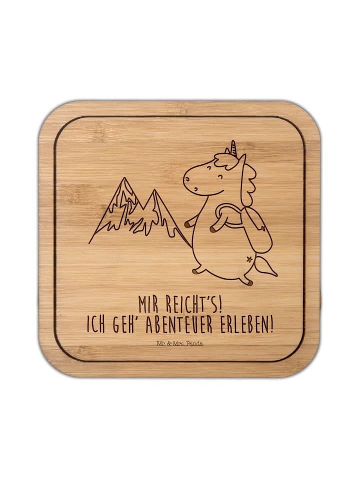 Bierdeckel Einhorn Bergsteiger mit Spruch in Transparent