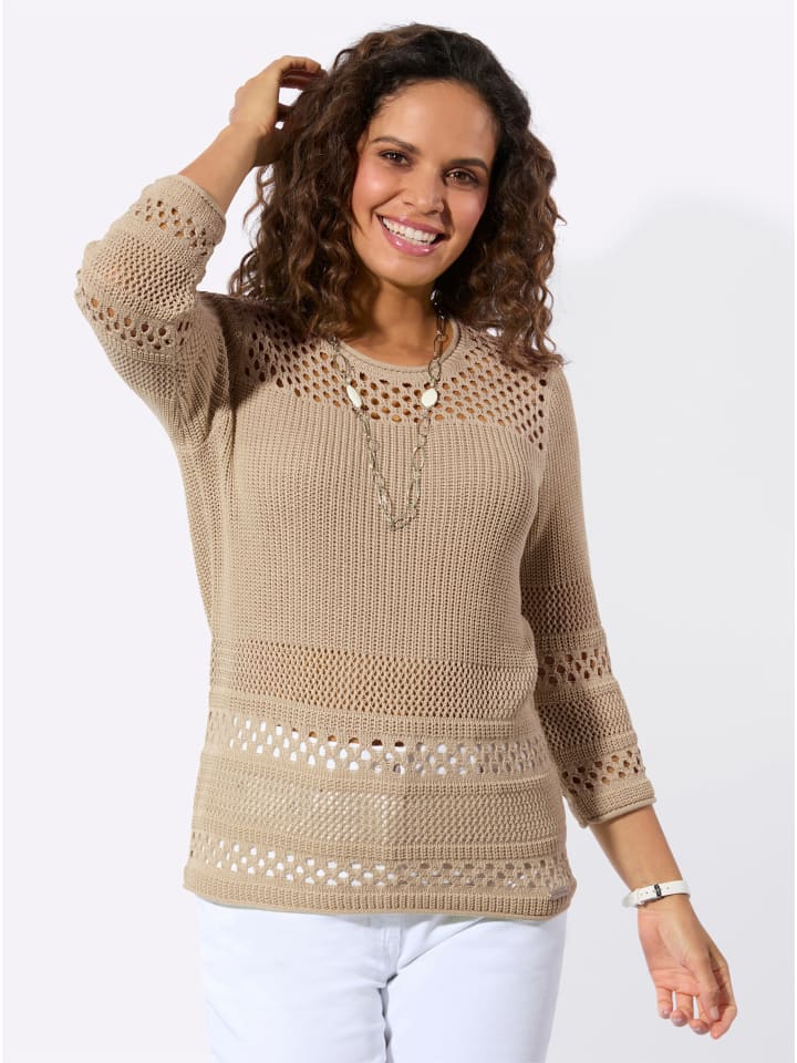 Ajour-Pullover in beige