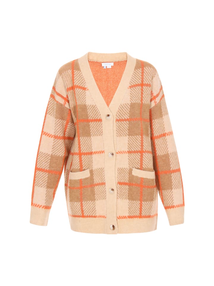 Women Cardigan in beige light camel orange