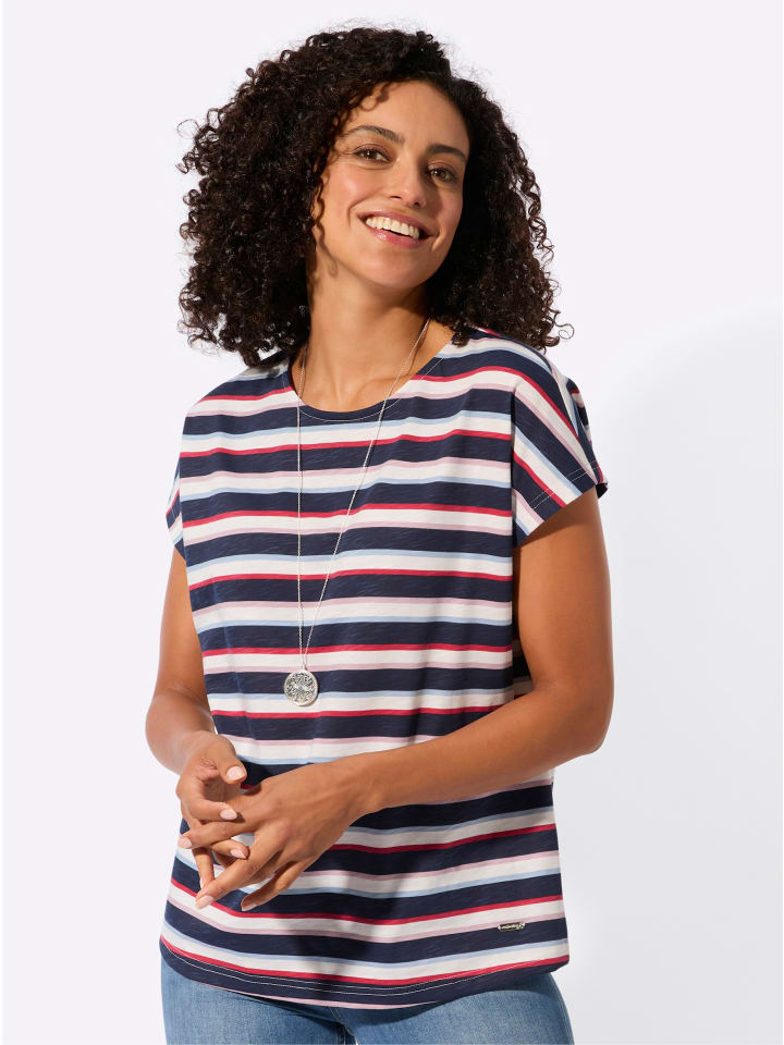 Ringelshirt in marine-ecru-bedruckt