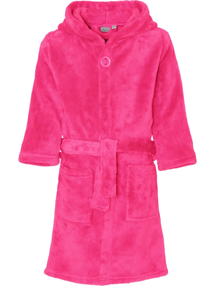 Fleece-Bademantel uni in Pink