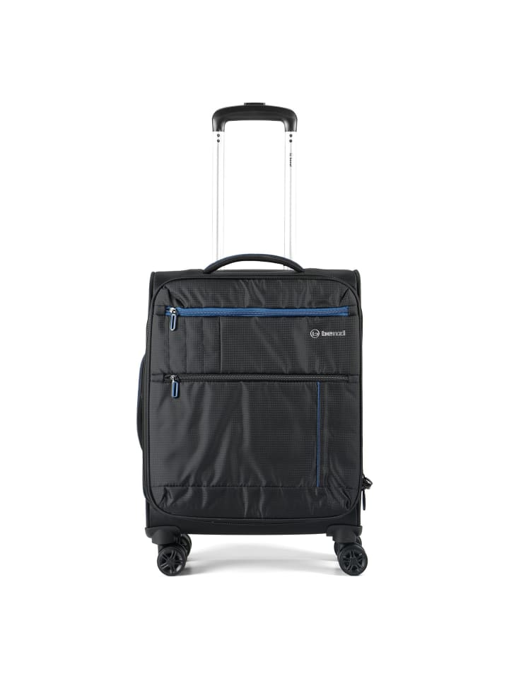 5825 4 Rollen Kabinentrolley 55 cm mit Dehnfalte schwarz